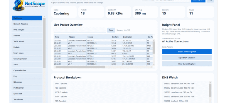 Arynox NetScope — Network Tool